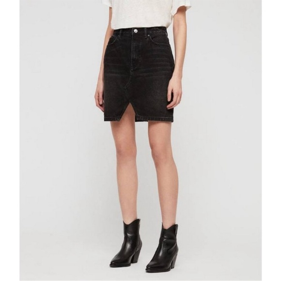All Saints Skirts Allsaints Trudy Denim Skirt Black High Rise Cut